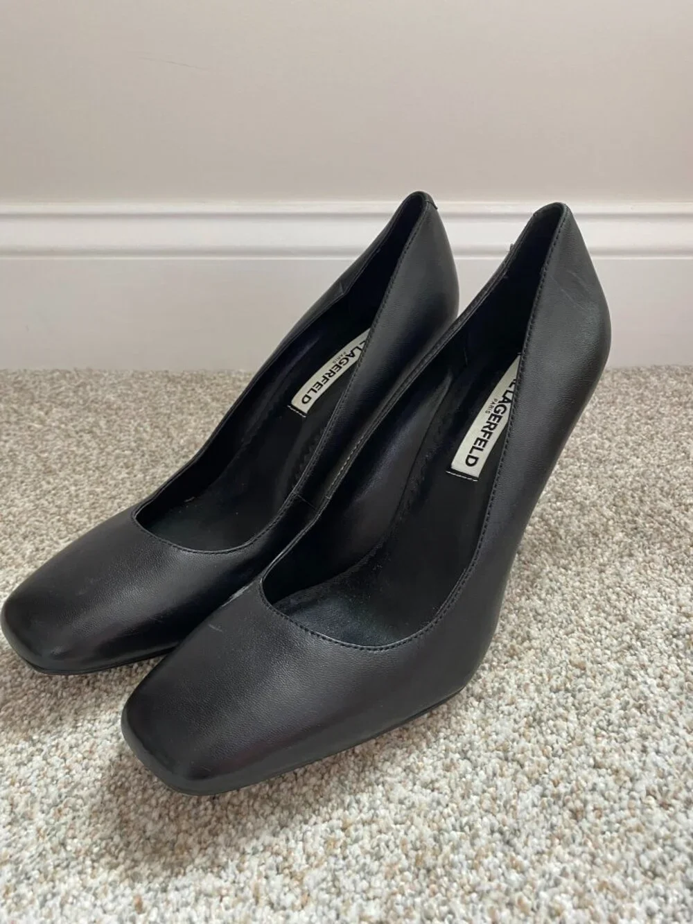 Karl Lagerfeld Women's Square Toe Pump Heels, Black, size 9 EUC